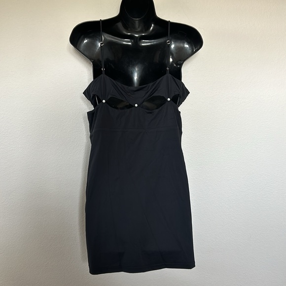 Superdown Celina Cut Out Mini Dress in Black with Pearls - Picture 8 of 11